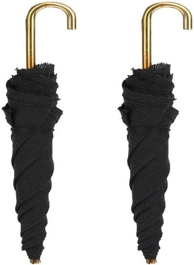 GOUDOGEDC 2Pcs Miniature Umbrellas, 1:12 Scale, Black Cloth, Mini Furniture Decorative Accessories, Doll Umbrella - Image 1
